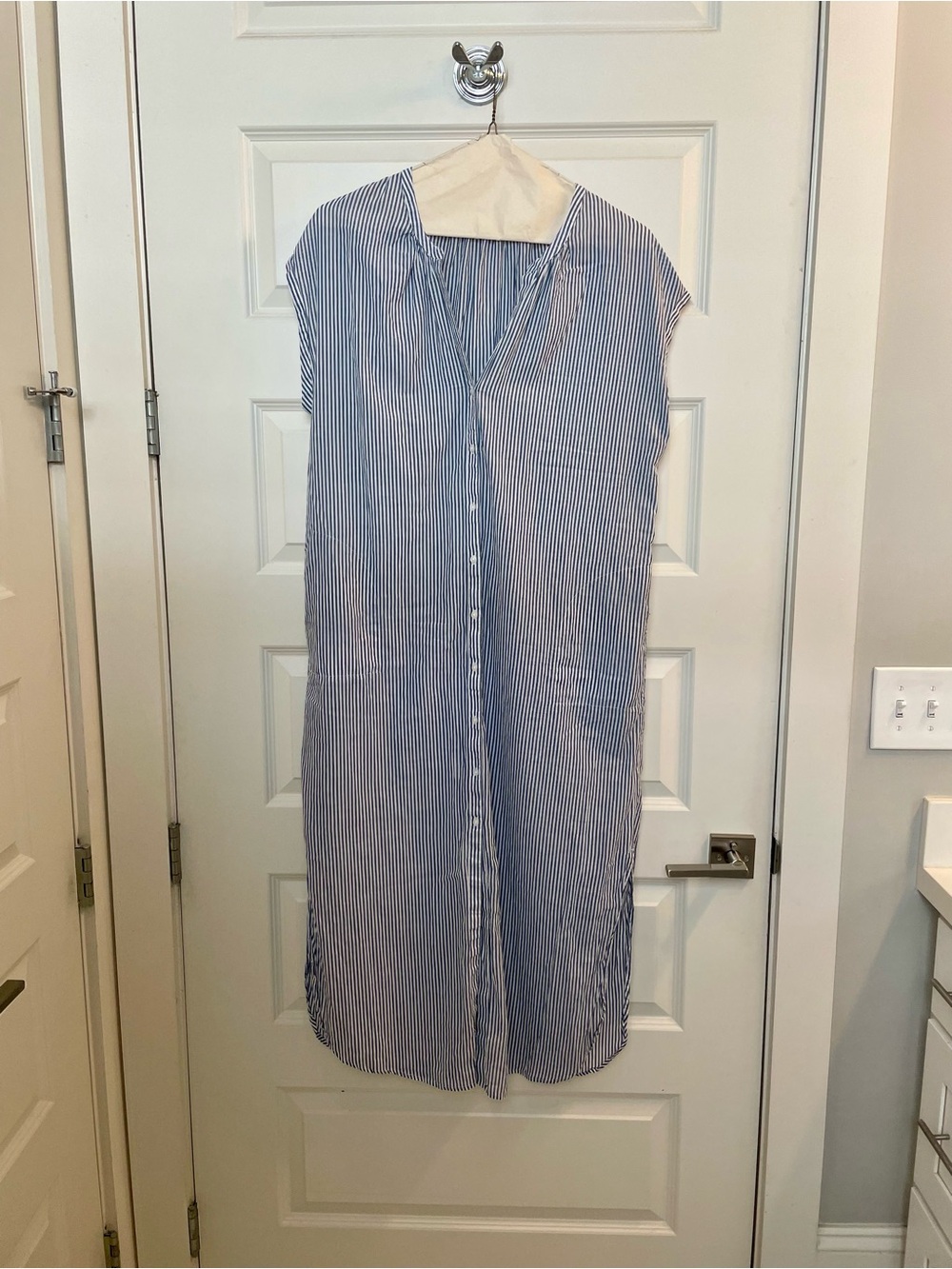 GapBody Lightweight Blue & White Striped Button-Front Women’s Dress